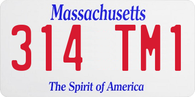 MA license plate 314TM1