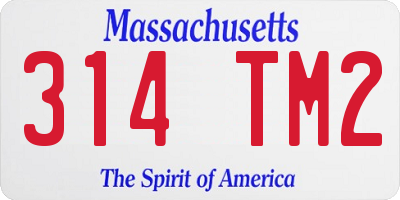 MA license plate 314TM2