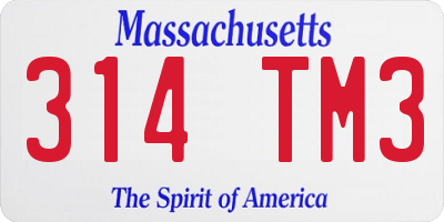 MA license plate 314TM3