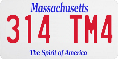 MA license plate 314TM4