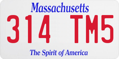 MA license plate 314TM5