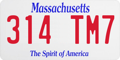MA license plate 314TM7