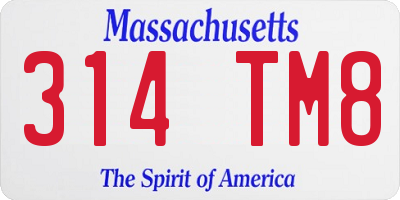 MA license plate 314TM8
