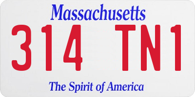 MA license plate 314TN1