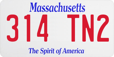 MA license plate 314TN2