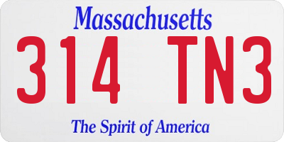 MA license plate 314TN3