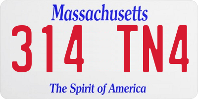 MA license plate 314TN4