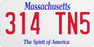 MA license plate 314TN5