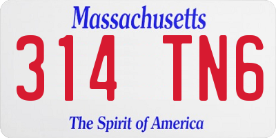 MA license plate 314TN6