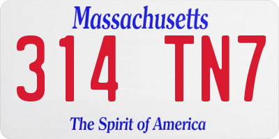 MA license plate 314TN7