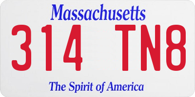 MA license plate 314TN8