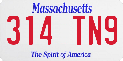 MA license plate 314TN9