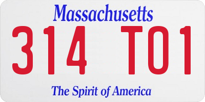 MA license plate 314TO1