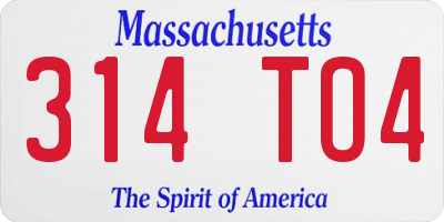 MA license plate 314TO4