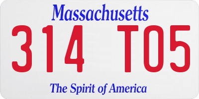 MA license plate 314TO5