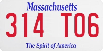 MA license plate 314TO6