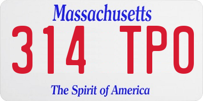 MA license plate 314TP0