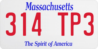 MA license plate 314TP3