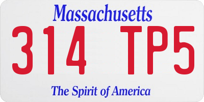 MA license plate 314TP5