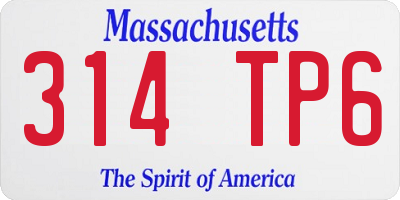 MA license plate 314TP6