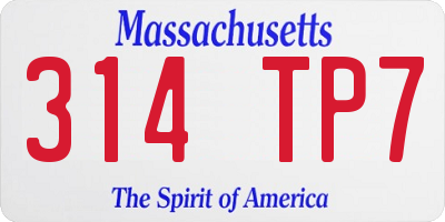 MA license plate 314TP7