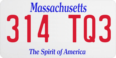 MA license plate 314TQ3