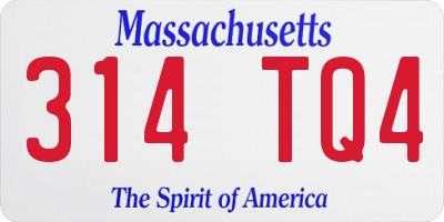 MA license plate 314TQ4
