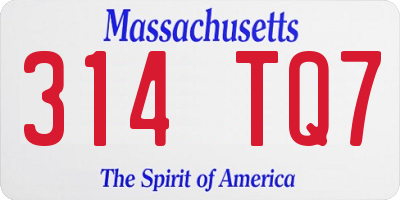 MA license plate 314TQ7