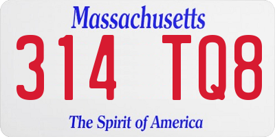 MA license plate 314TQ8