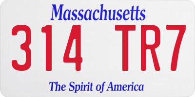 MA license plate 314TR7