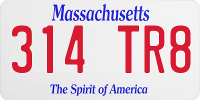 MA license plate 314TR8