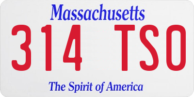 MA license plate 314TS0