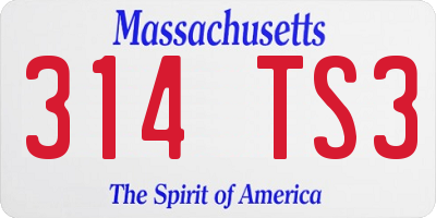 MA license plate 314TS3