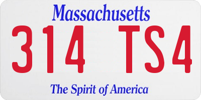 MA license plate 314TS4