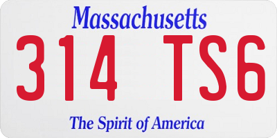 MA license plate 314TS6