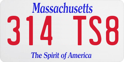 MA license plate 314TS8