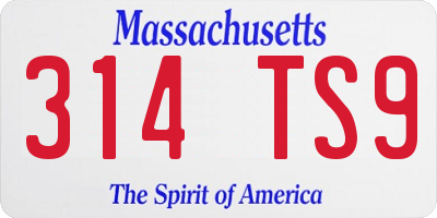 MA license plate 314TS9