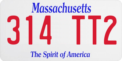 MA license plate 314TT2