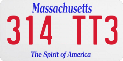 MA license plate 314TT3