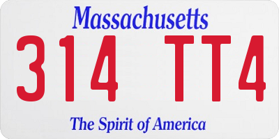 MA license plate 314TT4