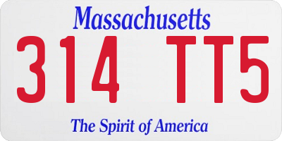 MA license plate 314TT5