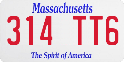 MA license plate 314TT6