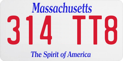 MA license plate 314TT8