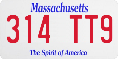 MA license plate 314TT9