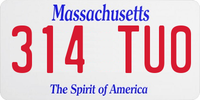 MA license plate 314TU0