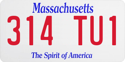 MA license plate 314TU1