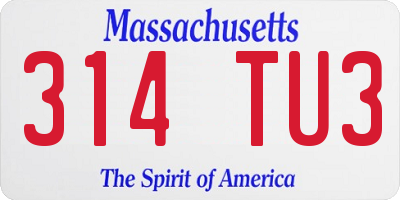 MA license plate 314TU3