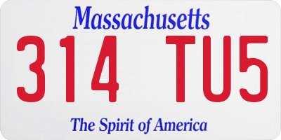 MA license plate 314TU5