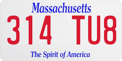 MA license plate 314TU8