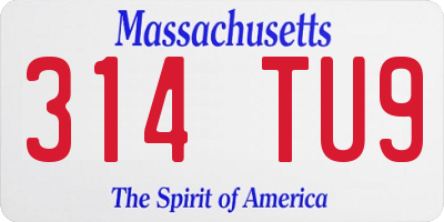 MA license plate 314TU9